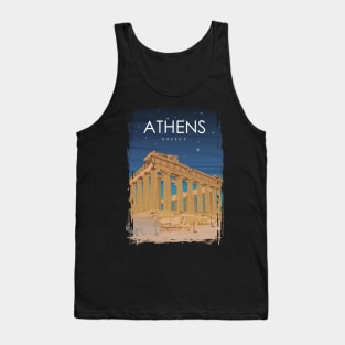 Athens Greece Ruins at Night Travel Poster Tank Top